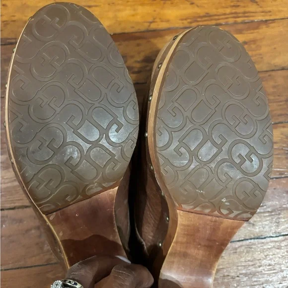 UGG Brown Leather Mules with Wooden Sole - Picture 5 of 8